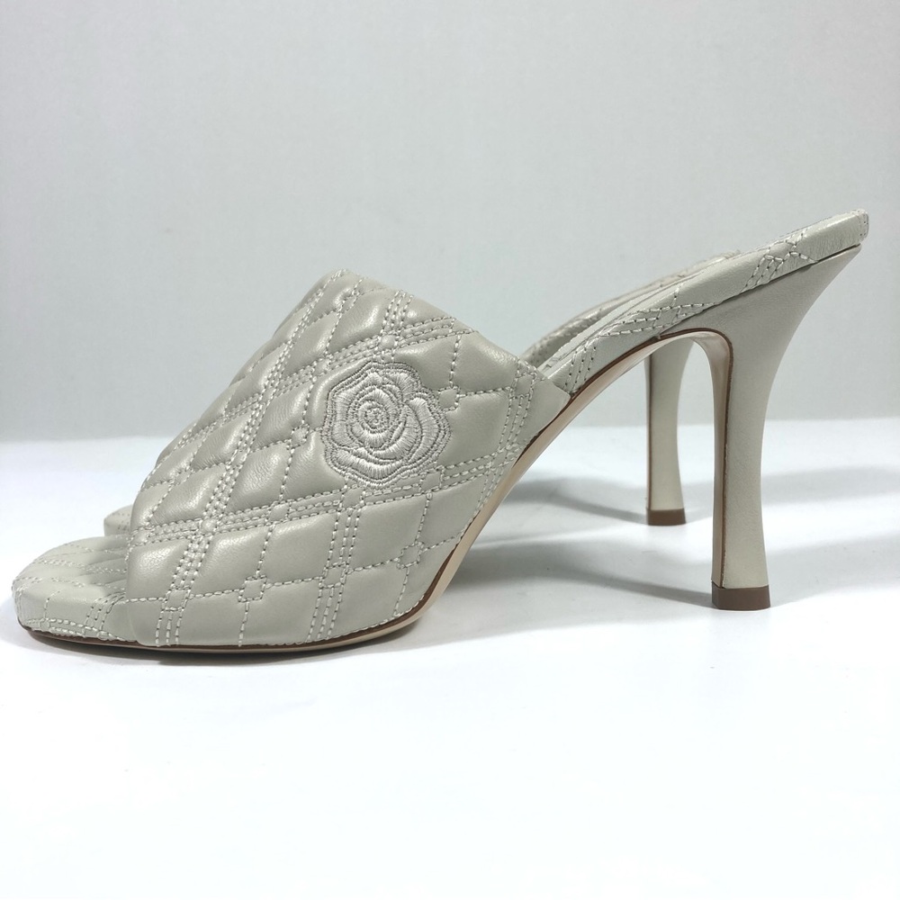 Burberry Leather Quilted Heeled Slide Sandals Plaster 39 9 NEW - Picture 11 of 17